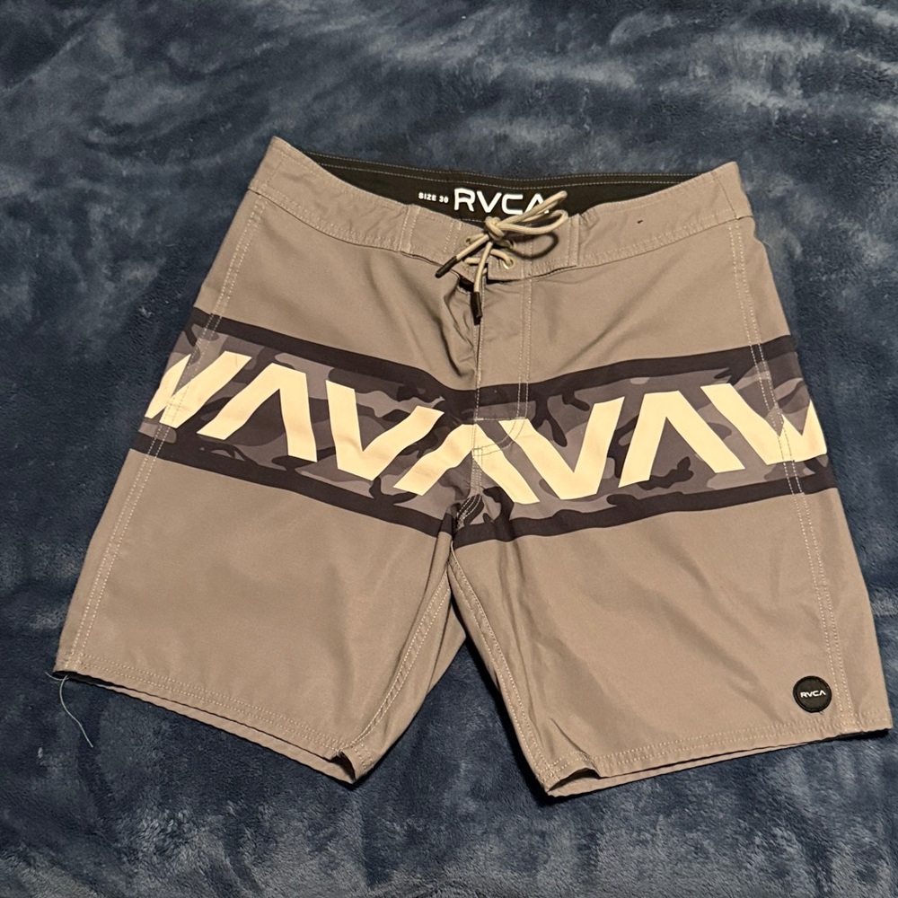 RVCA Men's Tan and Black Board Shorts